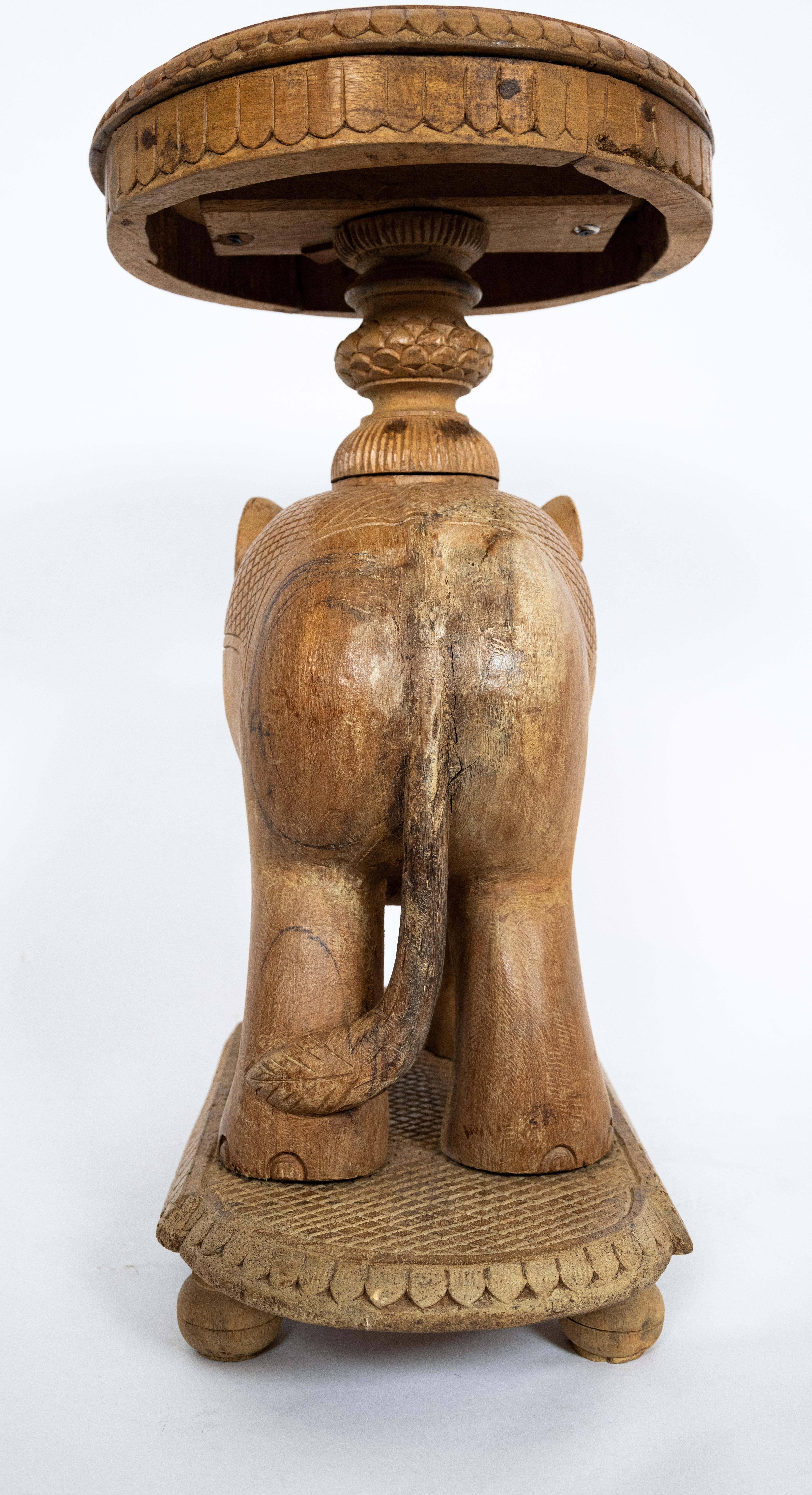 Indian Pair of Hand-Carved Side Tables in the Form of Elephants