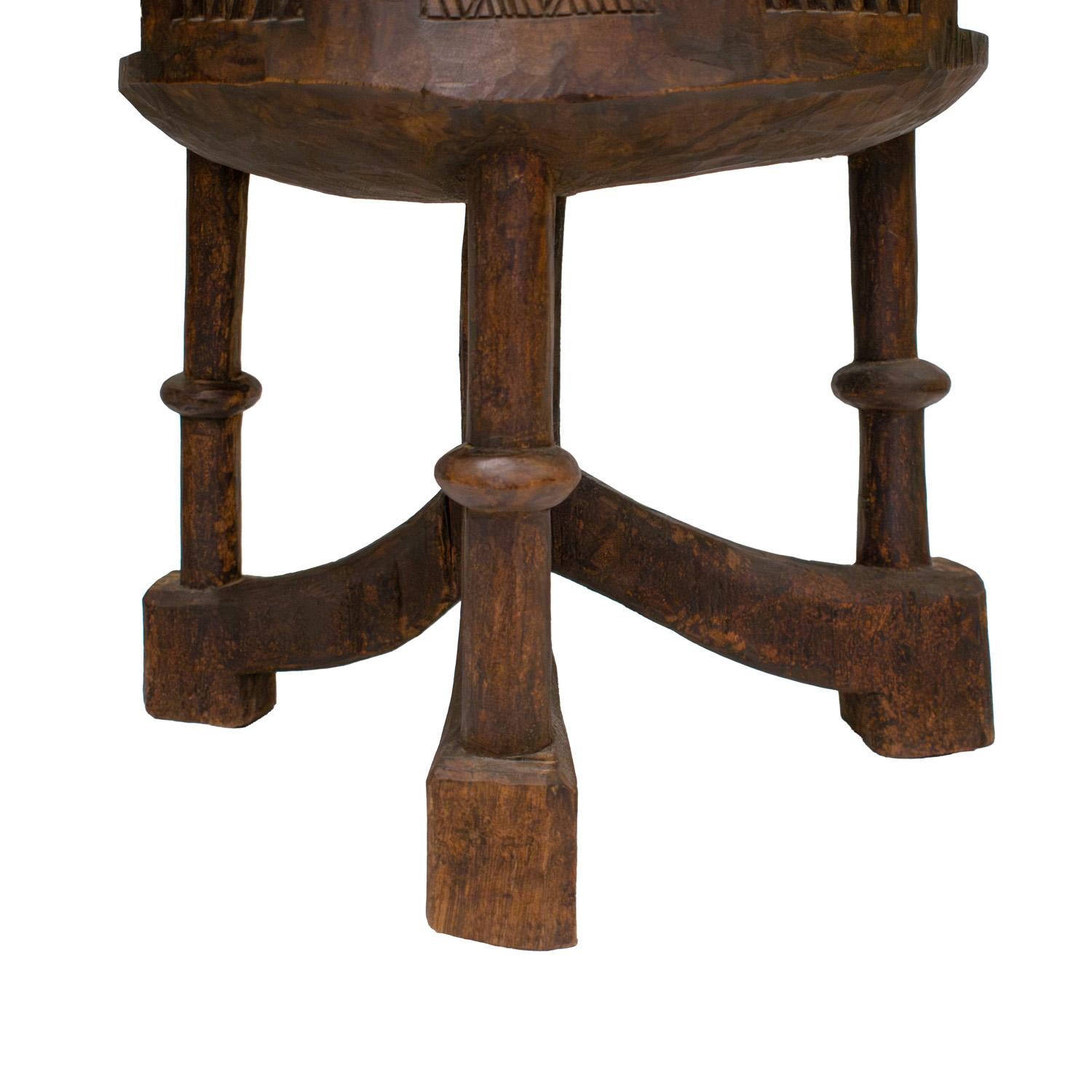Wood Pair of Hand-Carved Tribal Chairs from Africa 1960s