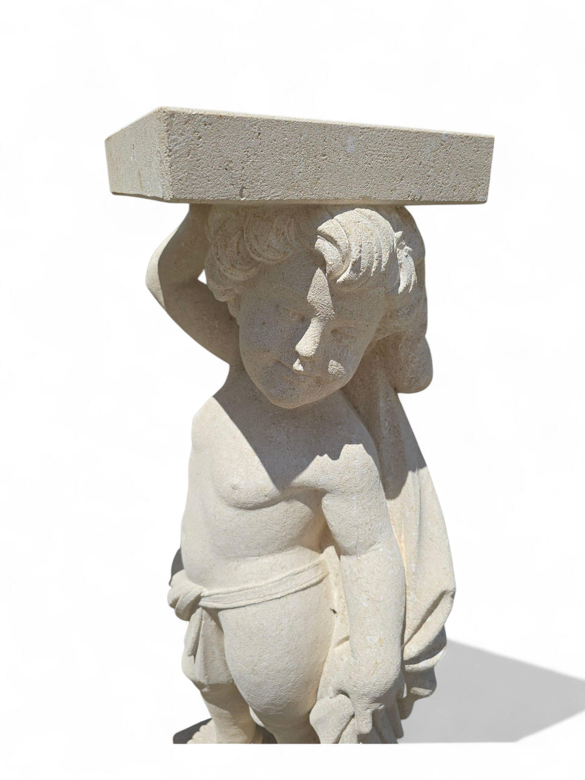 Pair of Hand-Carved Vicenza Stone Cherubs, Italy For Sale 4