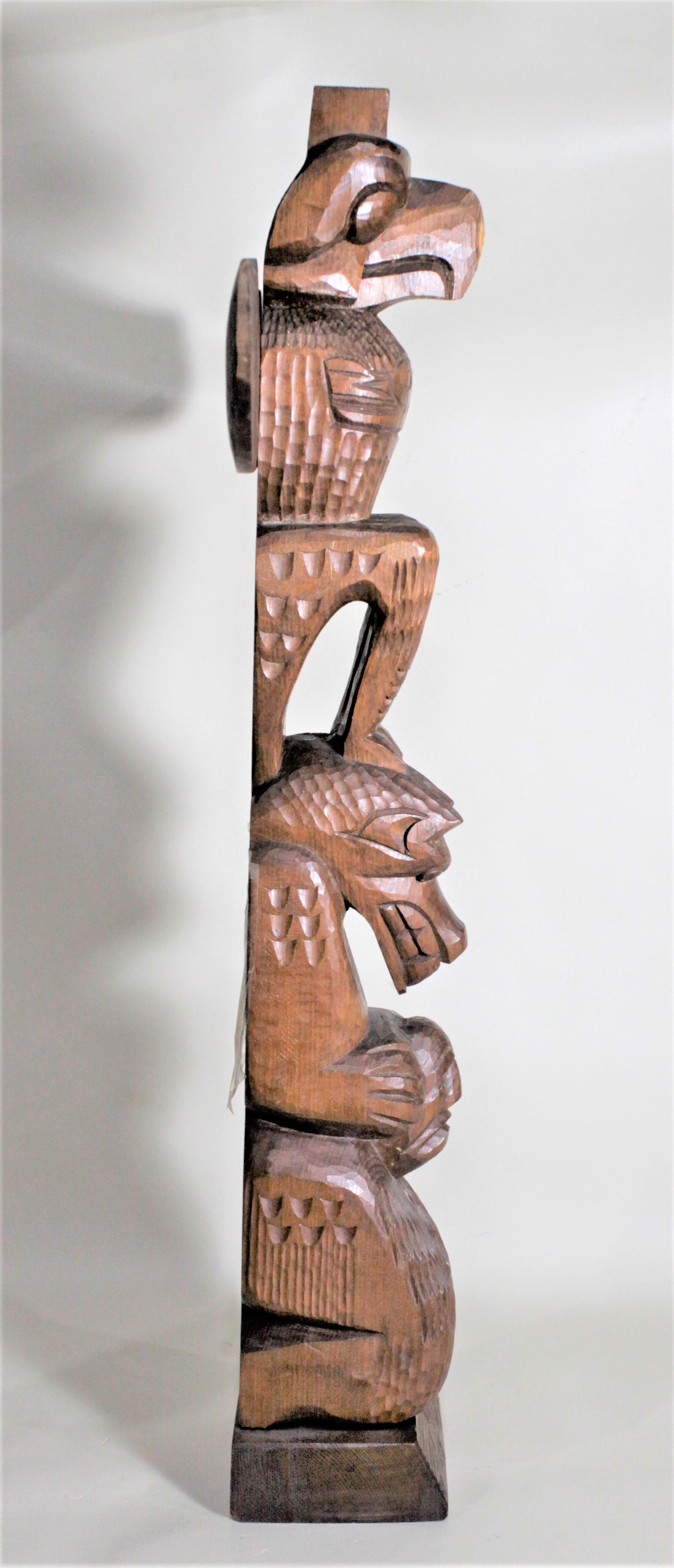 Pair of Hand Carved West Coast Canadian Nootka Cedar Totem Poles: Jimmy John 2