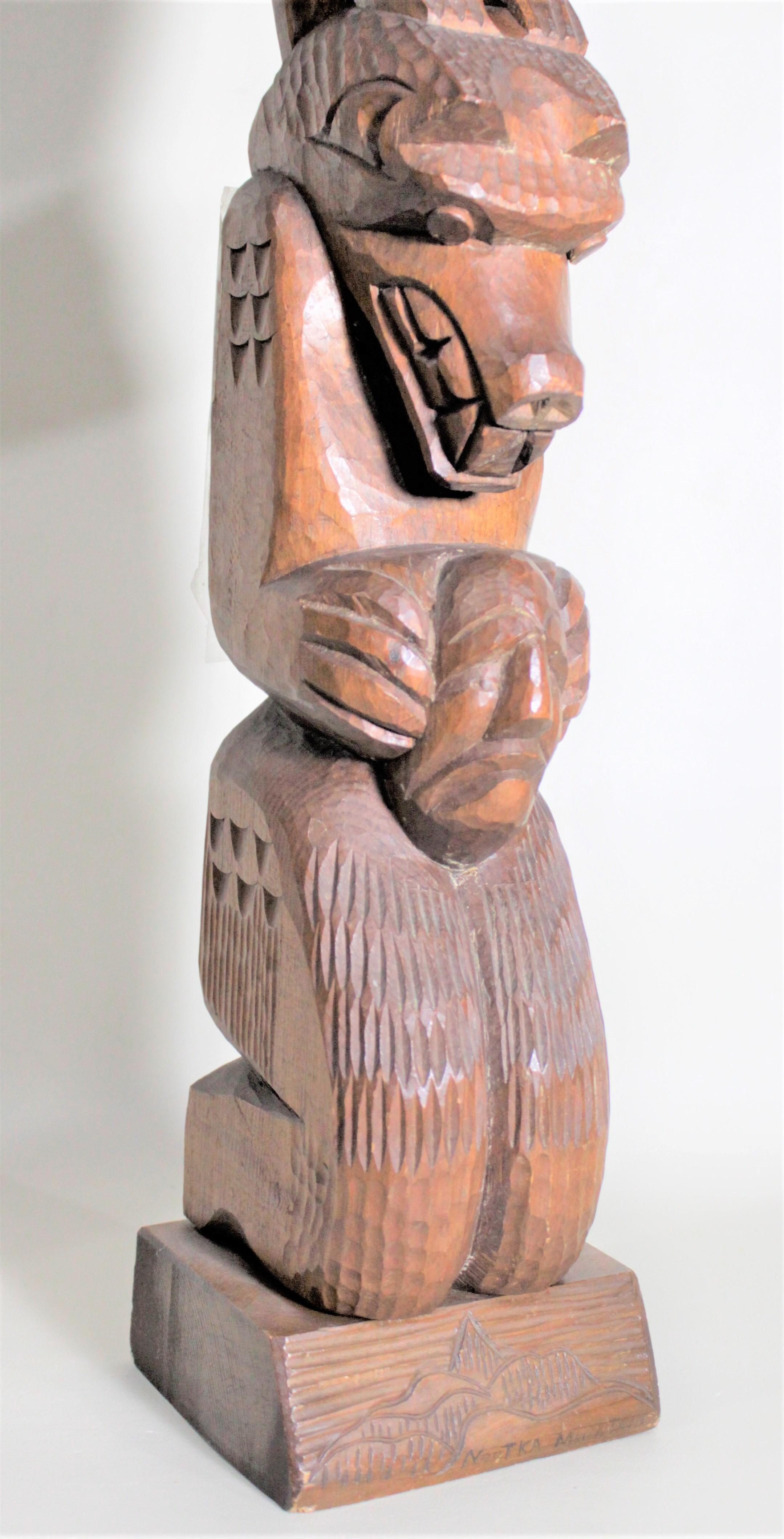 Pair of Hand Carved West Coast Canadian Nootka Cedar Totem Poles: Jimmy John 5