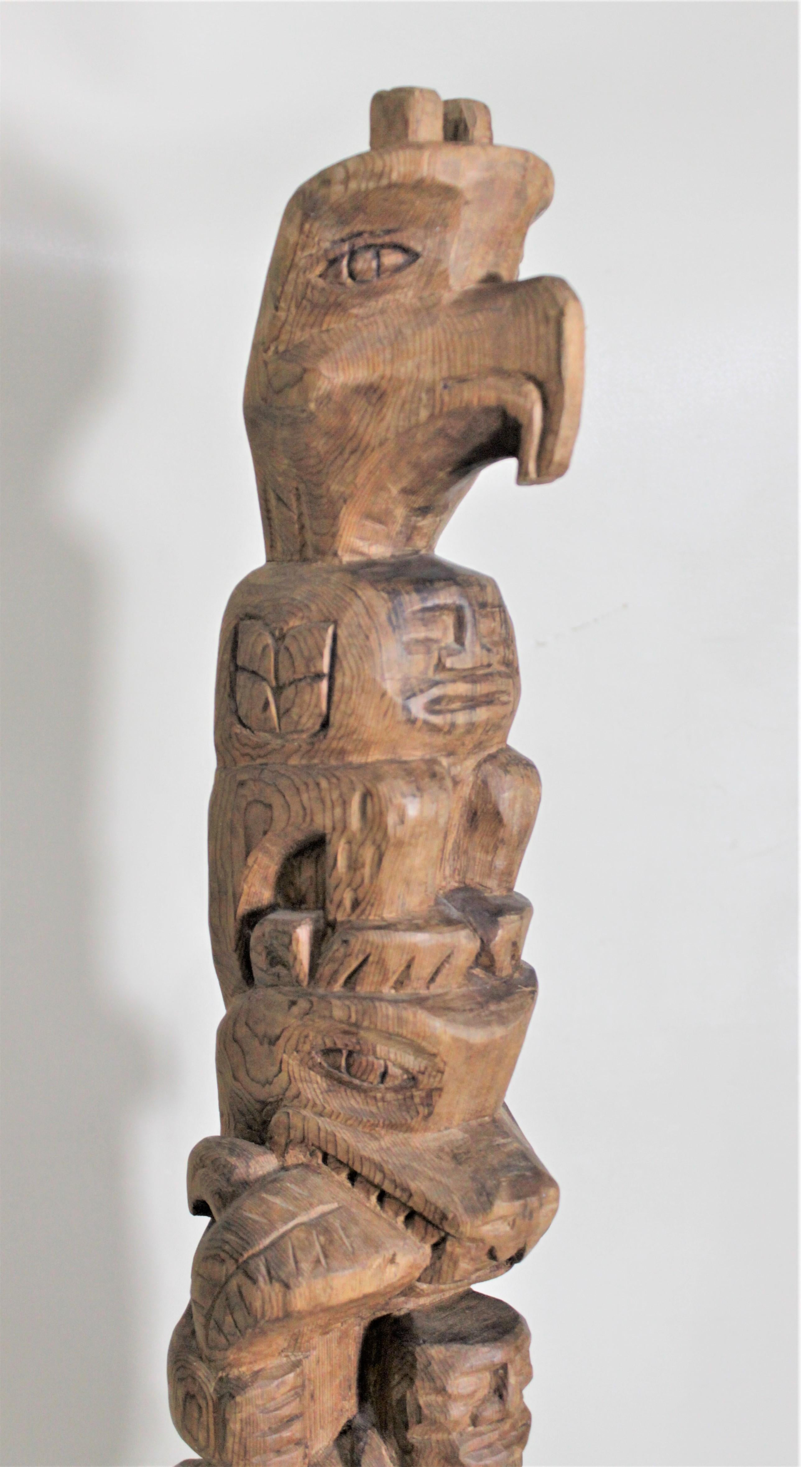 Pair of Hand Carved West Coast Canadian Nootka Cedar Totem Poles: Jimmy John 10