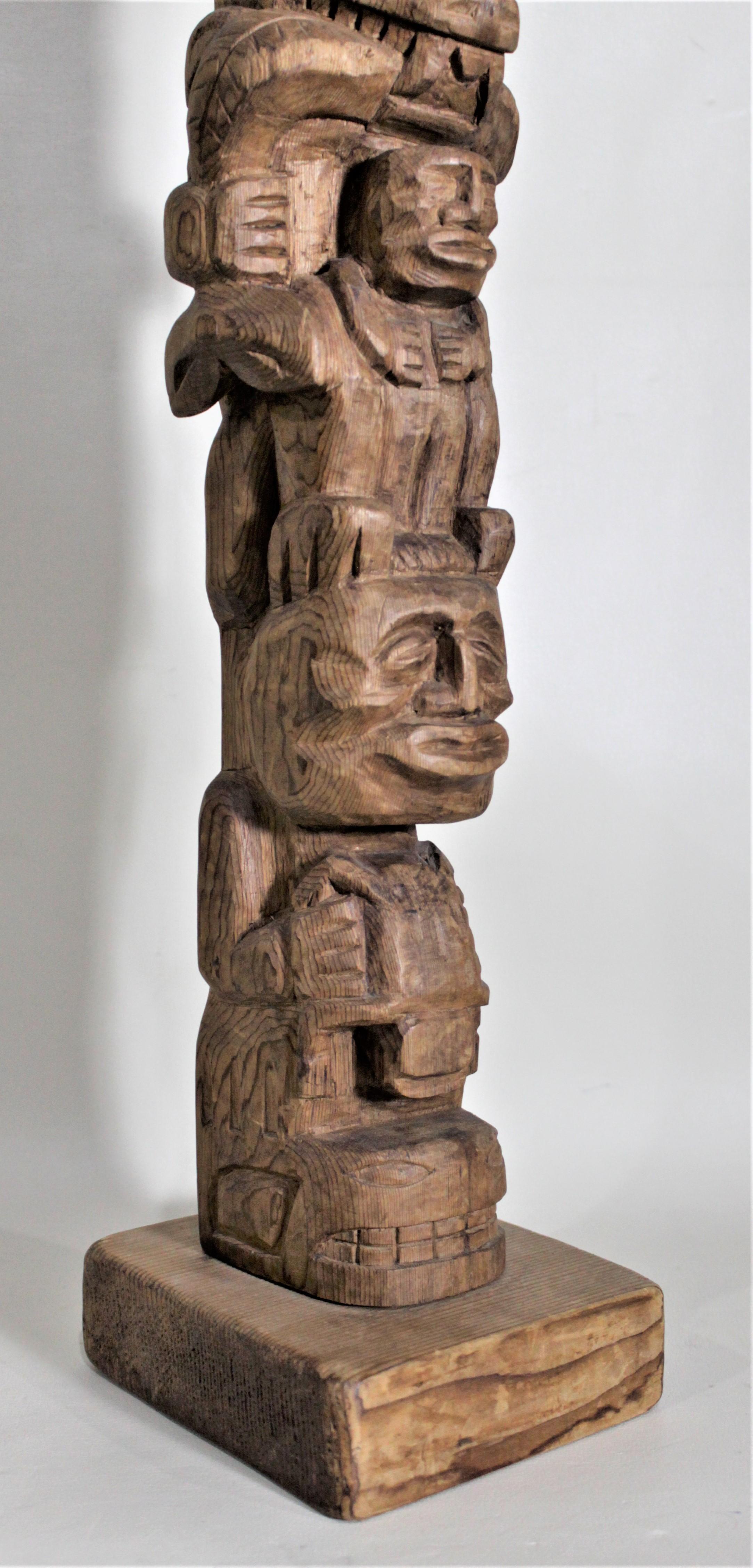 Pair of Hand Carved West Coast Canadian Nootka Cedar Totem Poles: Jimmy John 12