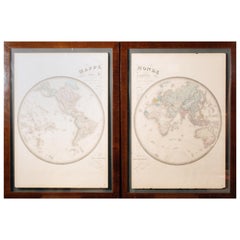 Pair of Hand Colore French Maps by Goujon, Paris