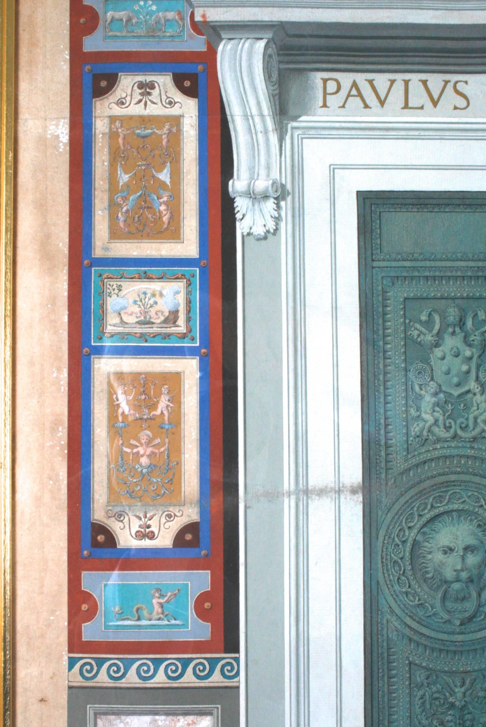 18th Century and Earlier Pair of Hand Colored 18th Century Engravings of Vatican Doors