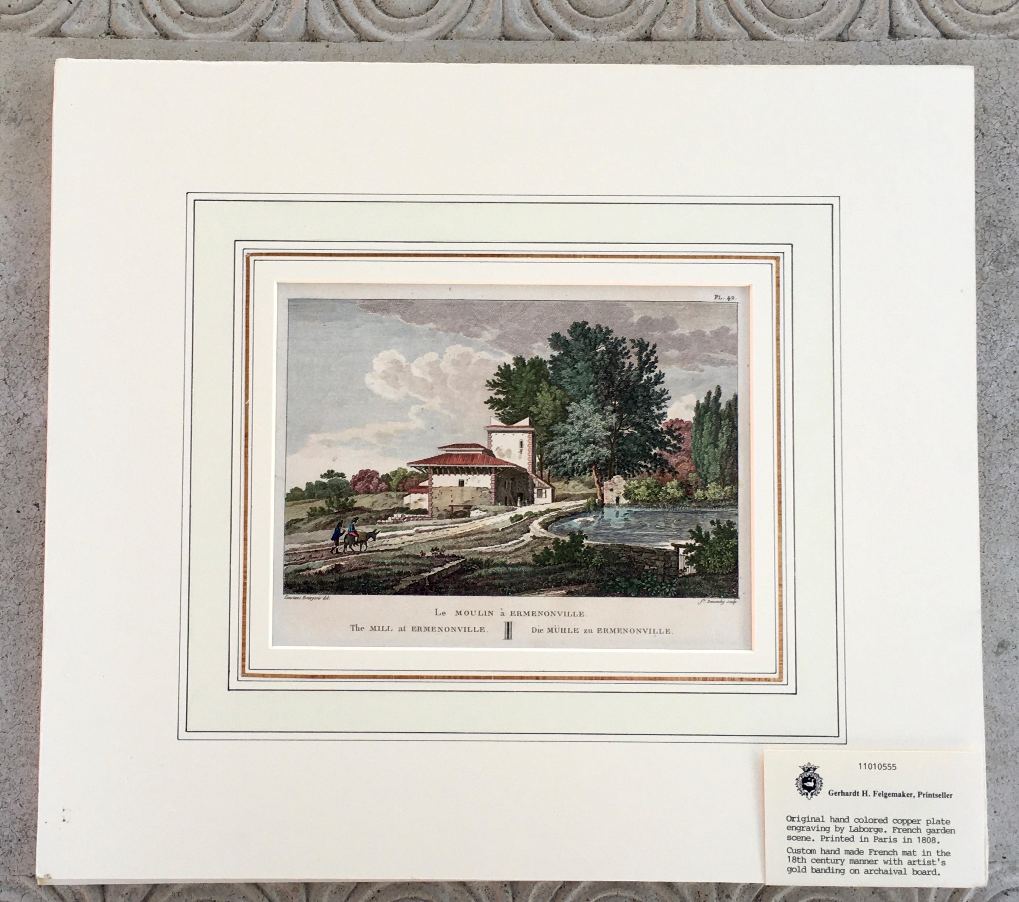 Pair of Hand- Colored French Garden Engravings by Laborge Printed in 1818 For Sale 6