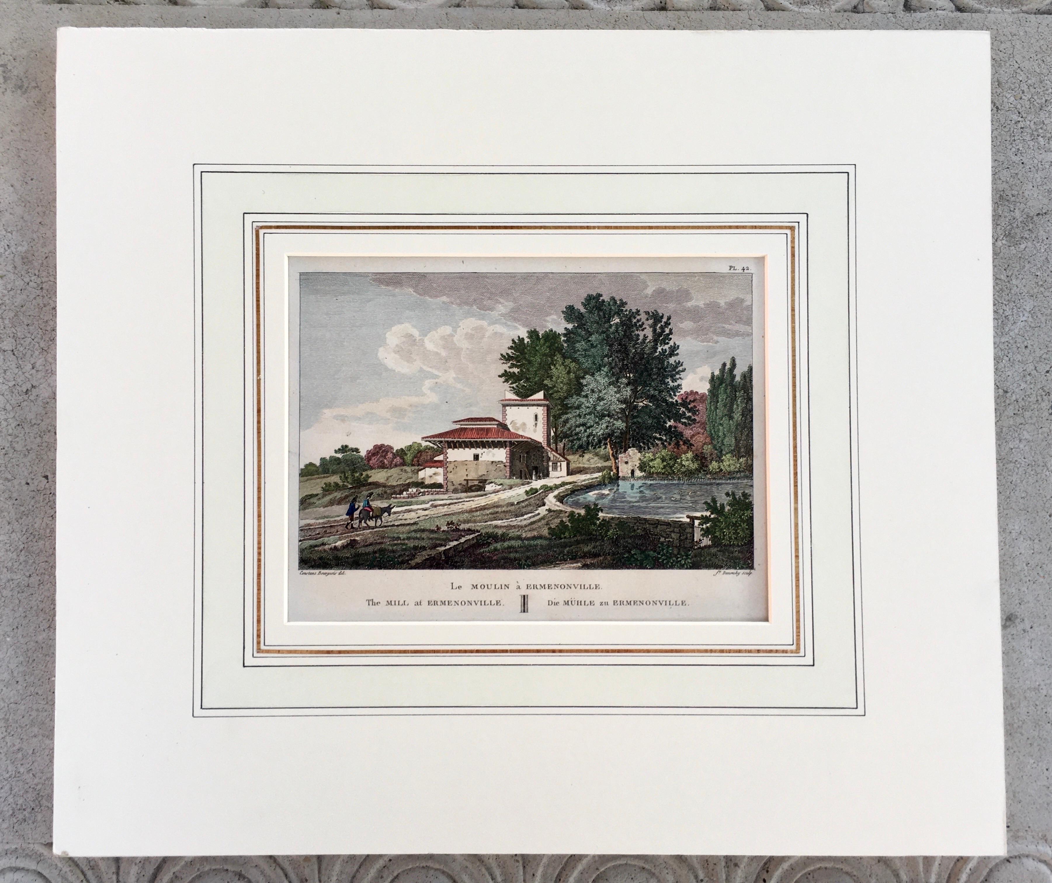 Pair of Hand- Colored French Garden Engravings by Laborge Printed in 1818 For Sale 11