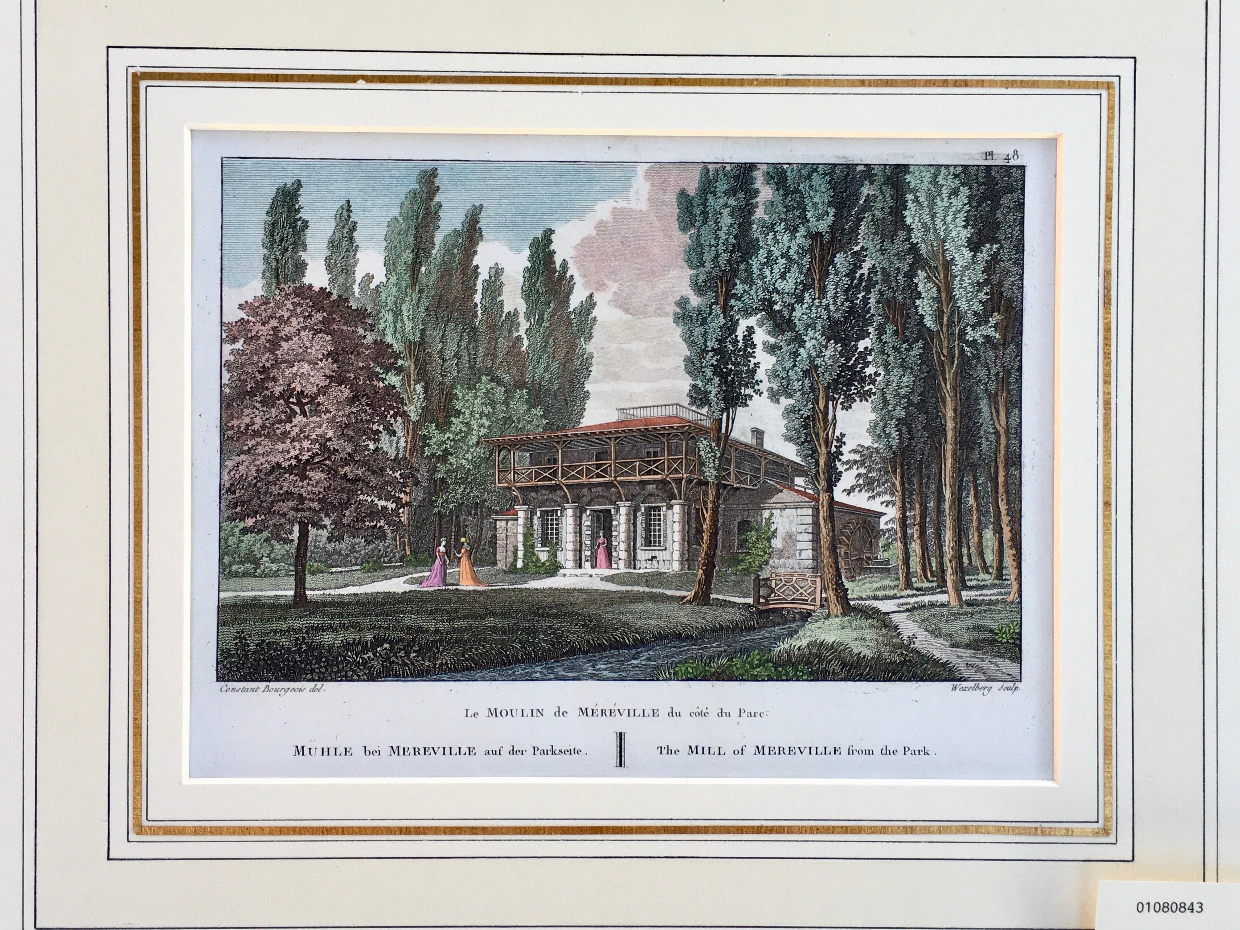 French Provincial Pair of Hand- Colored French Garden Engravings by Laborge Printed in 1818 For Sale