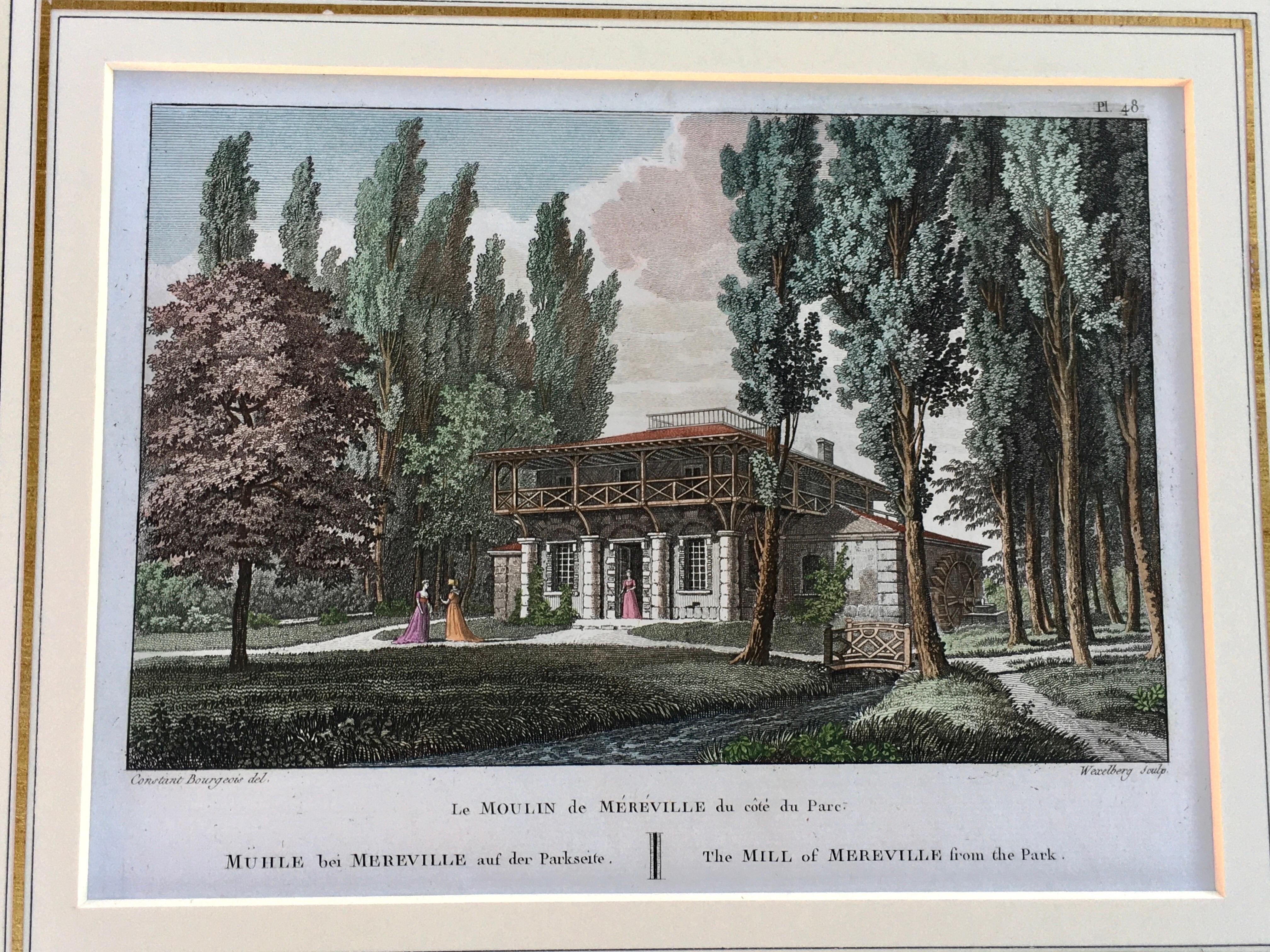 Pair of Hand- Colored French Garden Engravings by Laborge Printed in 1818 In Good Condition For Sale In Palm Springs, CA