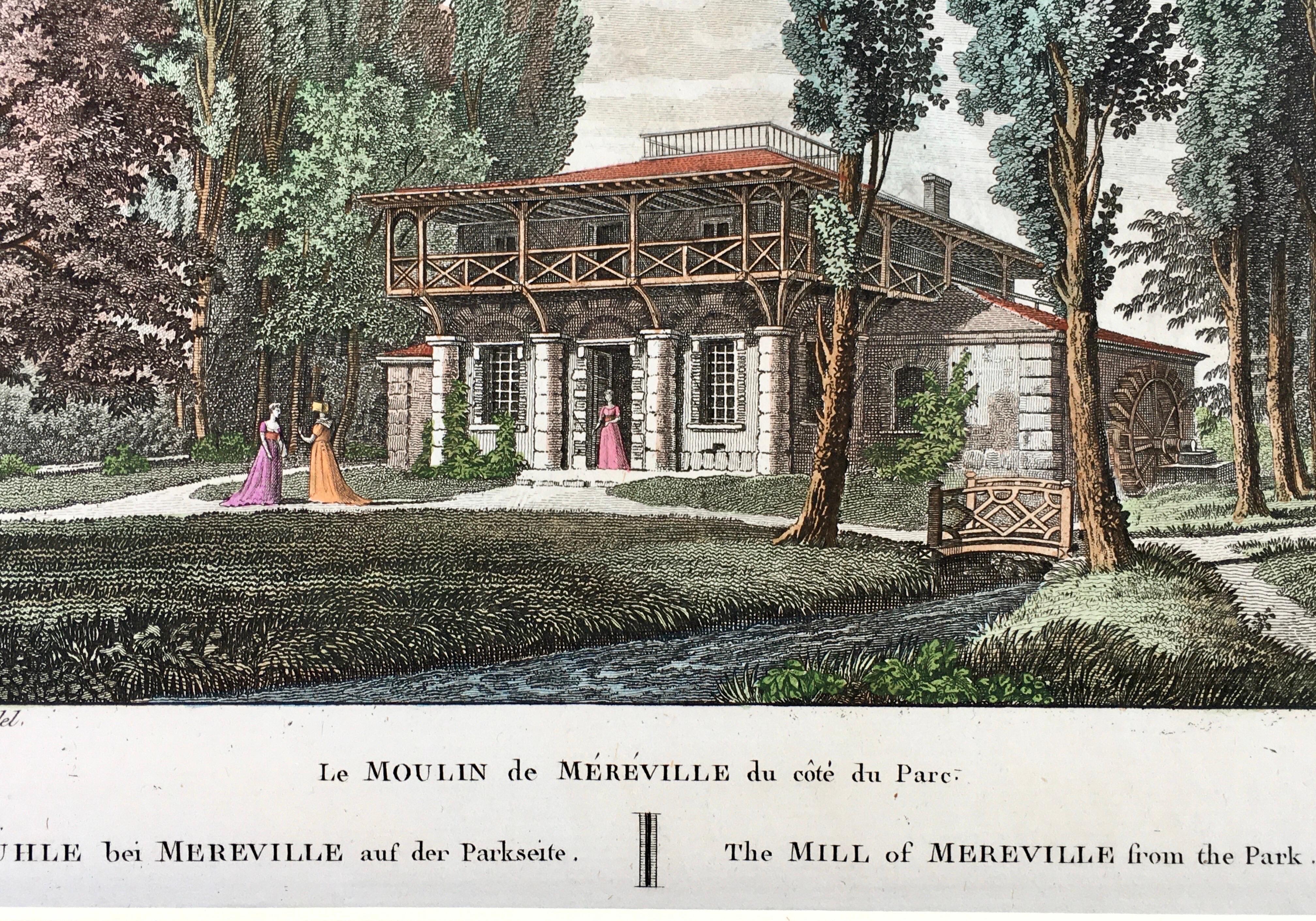 Pair of Hand- Colored French Garden Engravings by Laborge Printed in 1818 For Sale 1