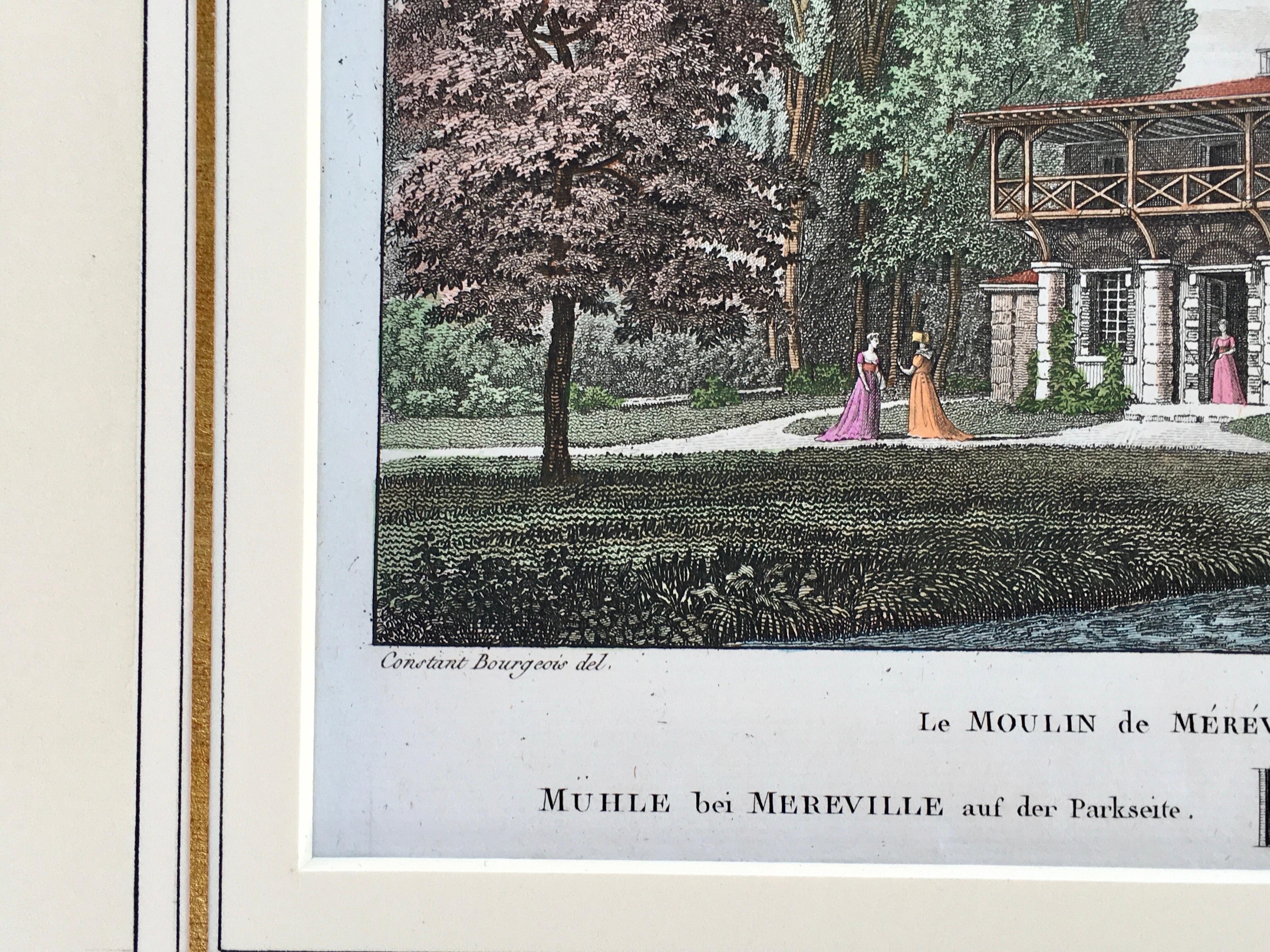 Pair of Hand- Colored French Garden Engravings by Laborge Printed in 1818 For Sale 2