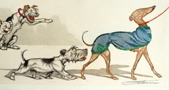 Pair of Hand Colored Prints from "The Naughty Dogs of Paris" by Boris O'Klein