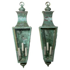 Pair Of Hand Crafted Copper Wall Lanterns