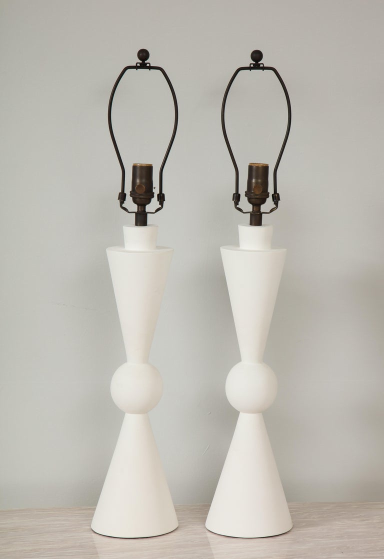 Pair of Hand Crafted Custom Plaster Arlo Table Lamps For Sale 6