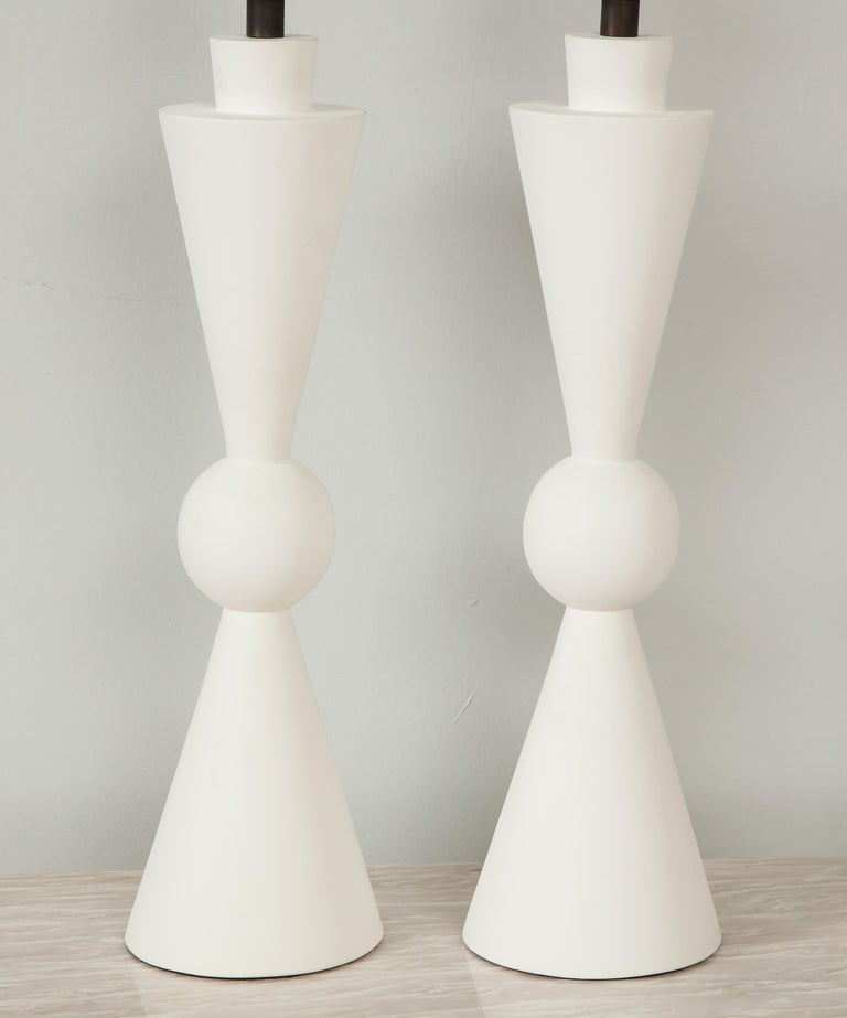 American Pair of Hand Crafted Custom Plaster Arlo Table Lamps For Sale
