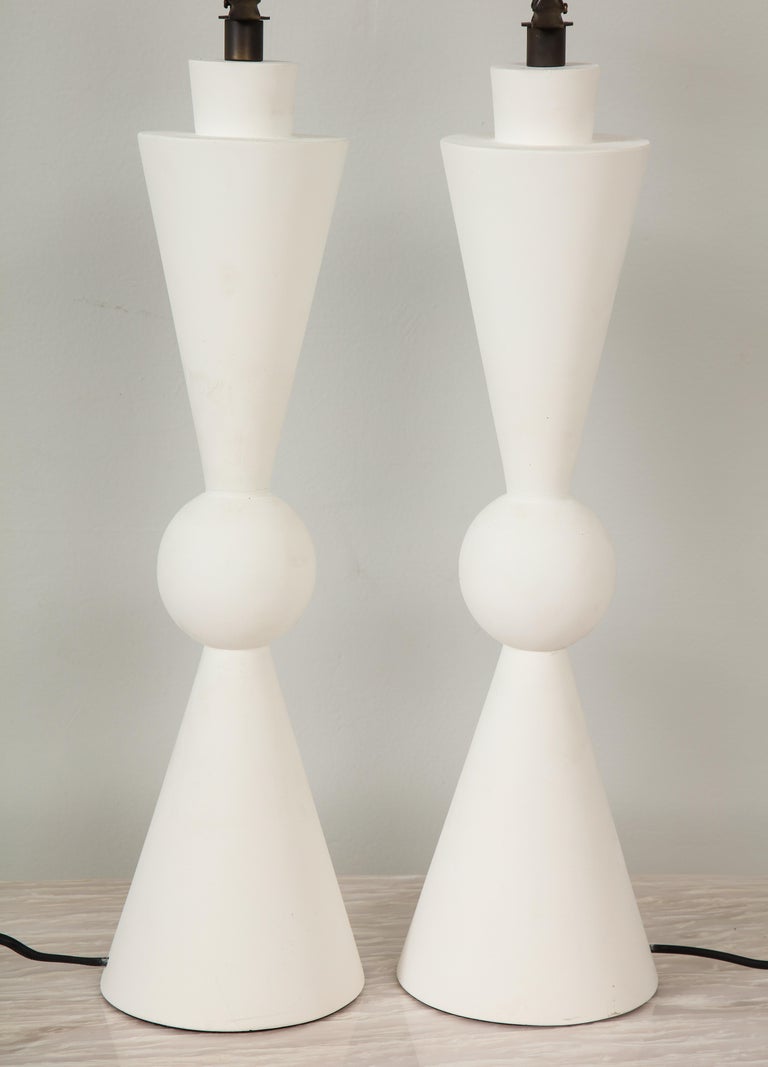 Pair of Hand Crafted Custom Plaster Arlo Table Lamps In New Condition For Sale In New York, NY