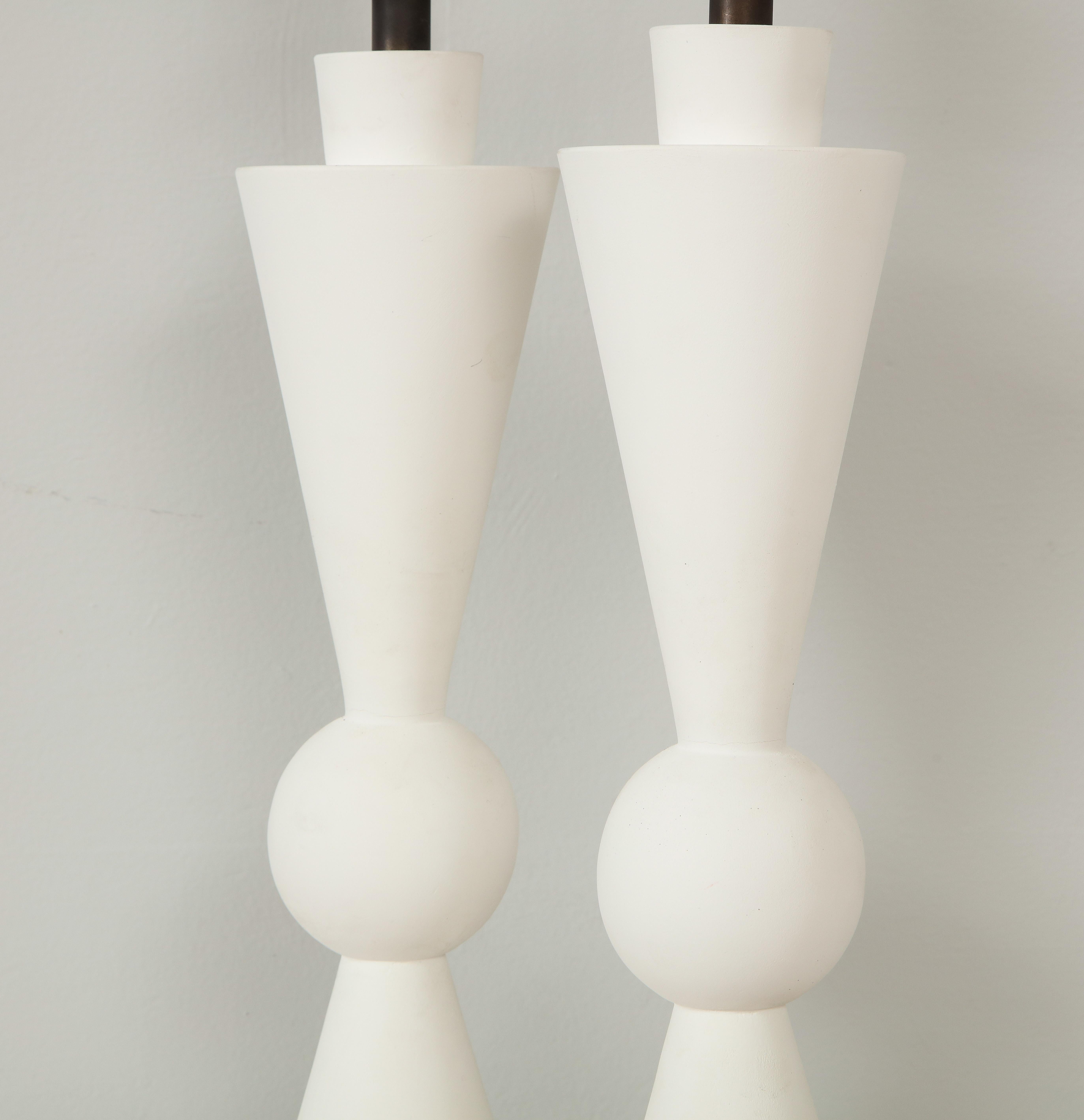 Pair of Hand Crafted Custom Plaster Arlo Table Lamps In New Condition For Sale In New York, NY