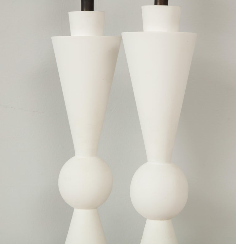 Contemporary Pair of Hand Crafted Custom Plaster Arlo Table Lamps For Sale