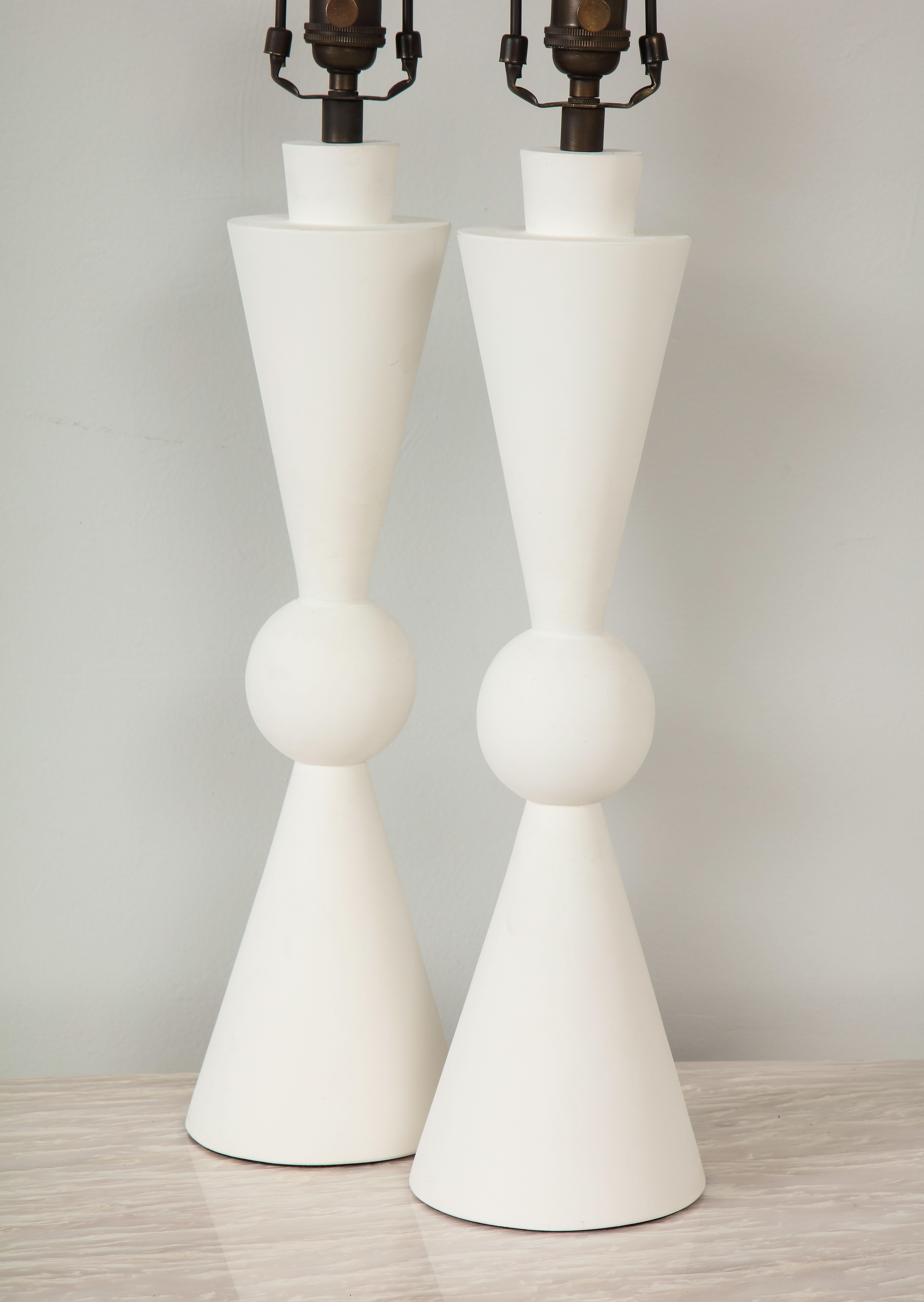 American Pair of Hand Crafted Custom Plaster Arlo Table Lamps For Sale