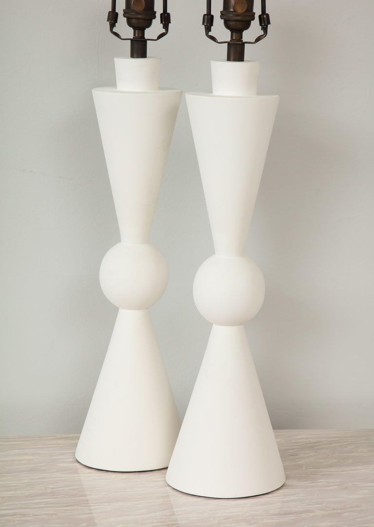 Pair of Hand Crafted Custom Plaster Arlo Table Lamps For Sale 1