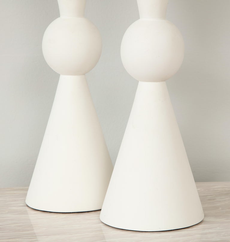 Pair of Hand Crafted Custom Plaster Arlo Table Lamps For Sale 2