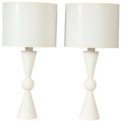 Pair of Hand Crafted Custom Plaster Arlo Table Lamps