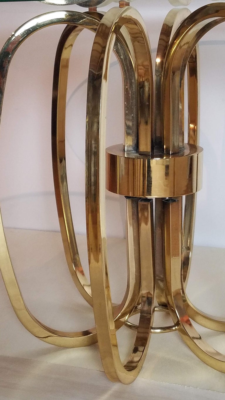 Pair of Hand Crafted Elliptical Brass Frame Side Tables Glass Tops ...