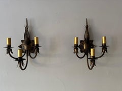 Paire d'appliques murales Ferrocolor fabriquées à la main, métal doré, Espagne, années 1960