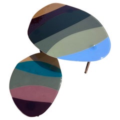 Pair of Hand-crafted Fused Glass Nesting Tables