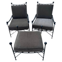 Pair of Hand Crafted Italian Salterini by Mario Papperzini Chairs and Ottoman