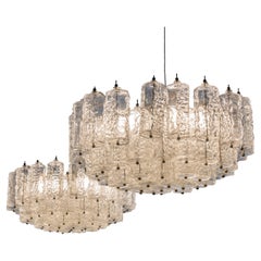 Pair of Handcrafted Midcentury-Modern Venini Glass Chandelier, Italy, 1960