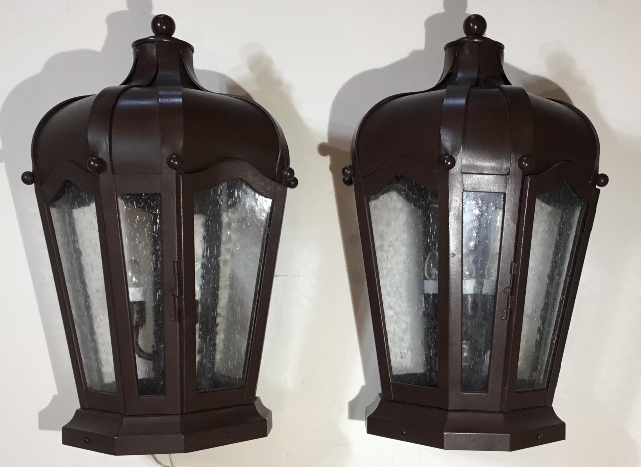 Pair of Handcrafted Solid Brass Post Lantern 5