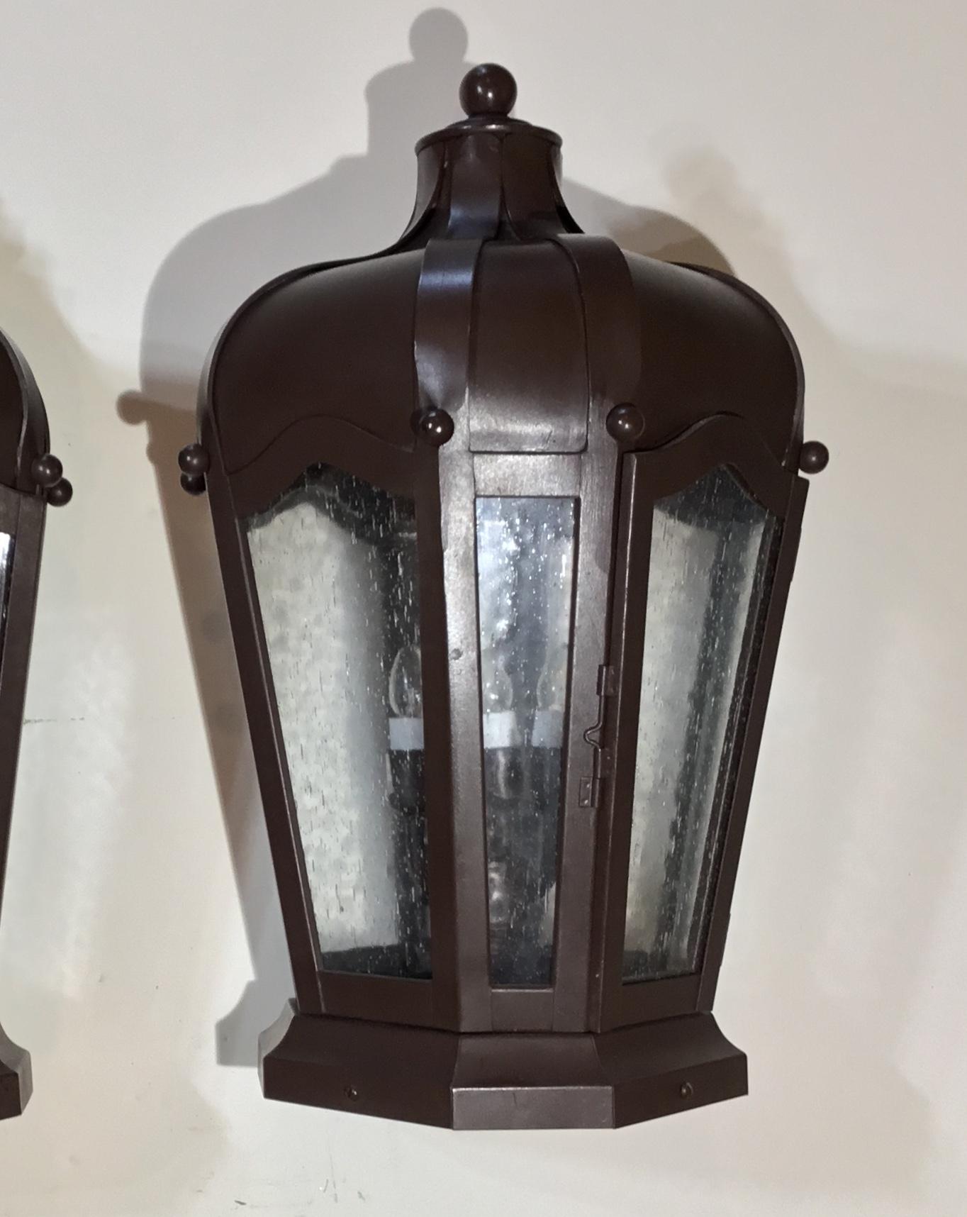 Pair of Handcrafted Solid Brass Post Lantern 6