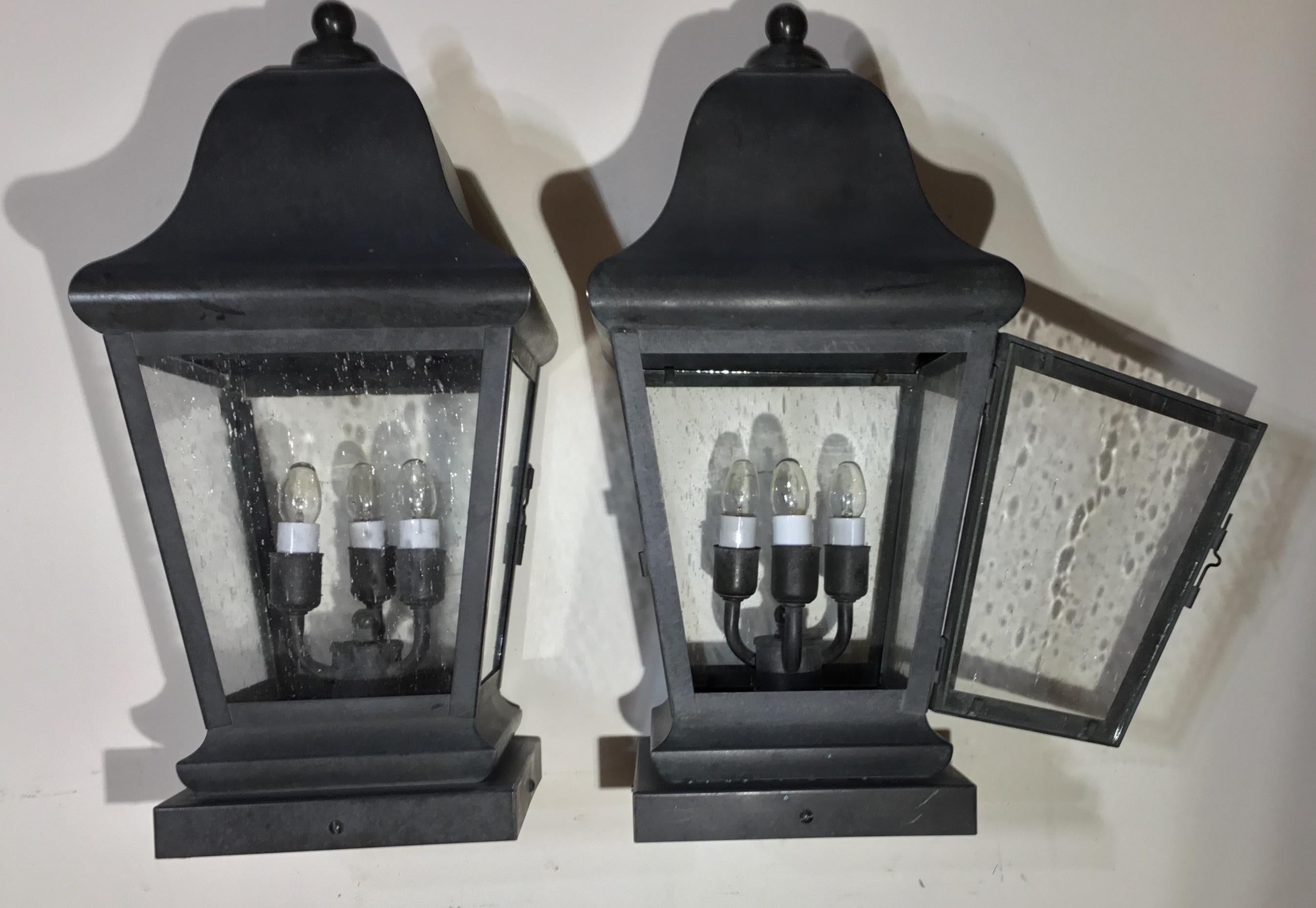 Pair of Hand Crafted Solid Brass Post Lantern 6