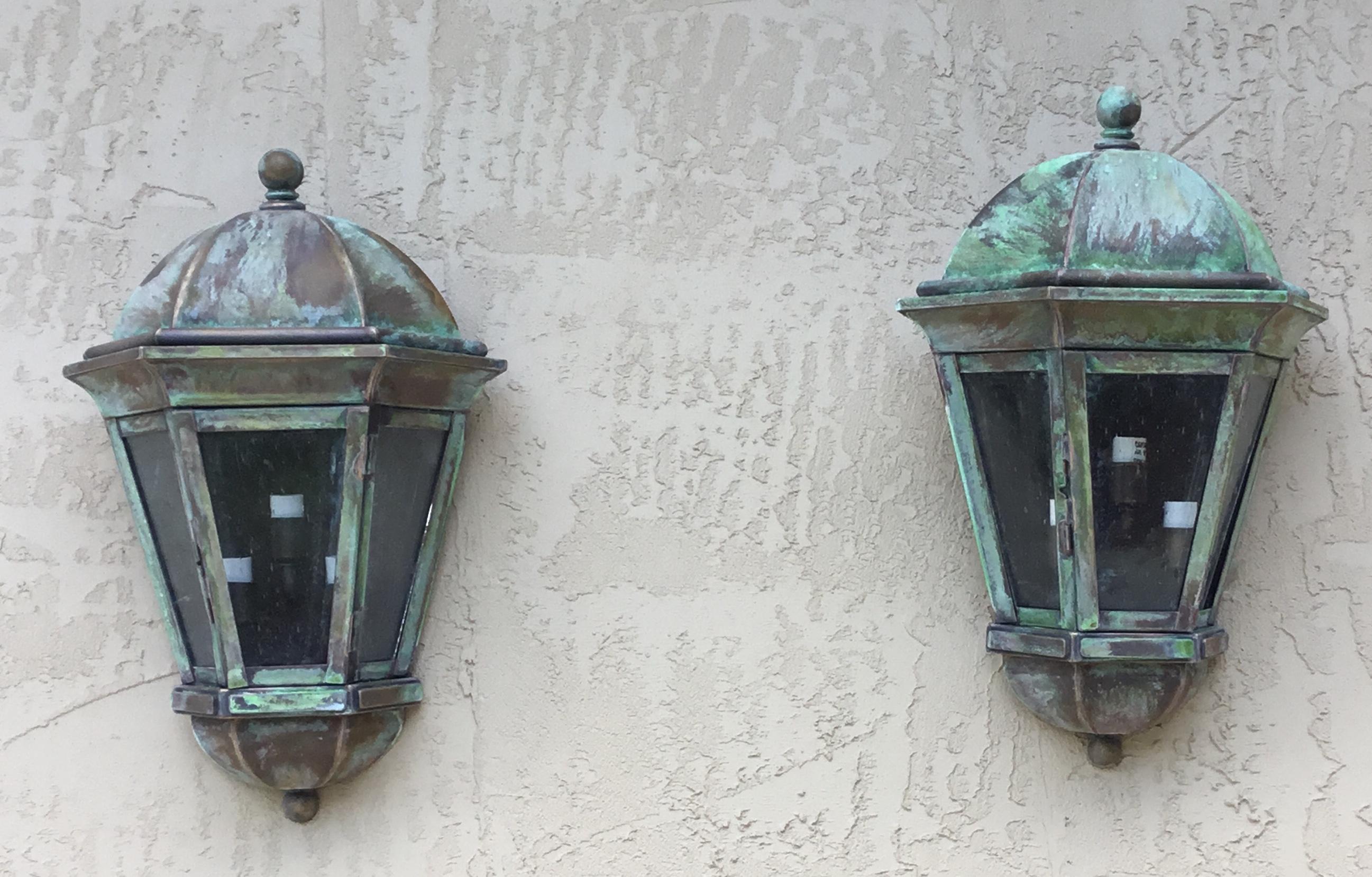 Pair of Handcrafted Solid Brass Wall Lanterns 12