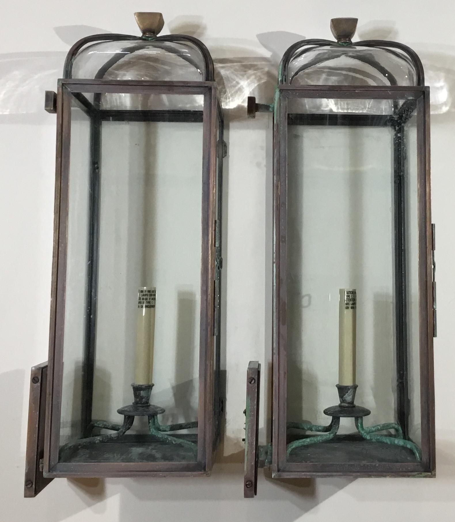 Pair of Handcrafted Solid Bronze and Brass Wall Lantern 6