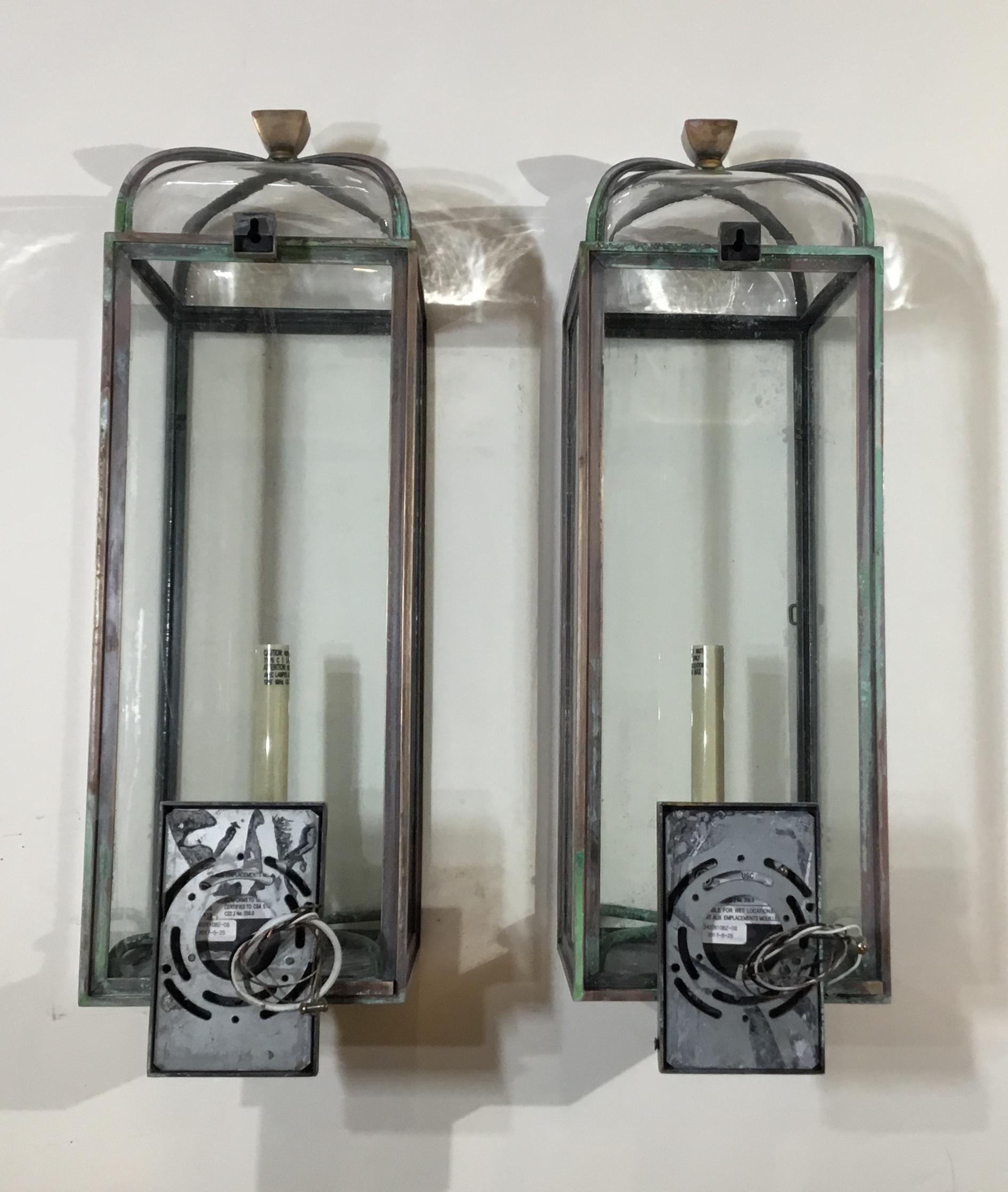 Pair of Handcrafted Solid Bronze and Brass Wall Lantern 8