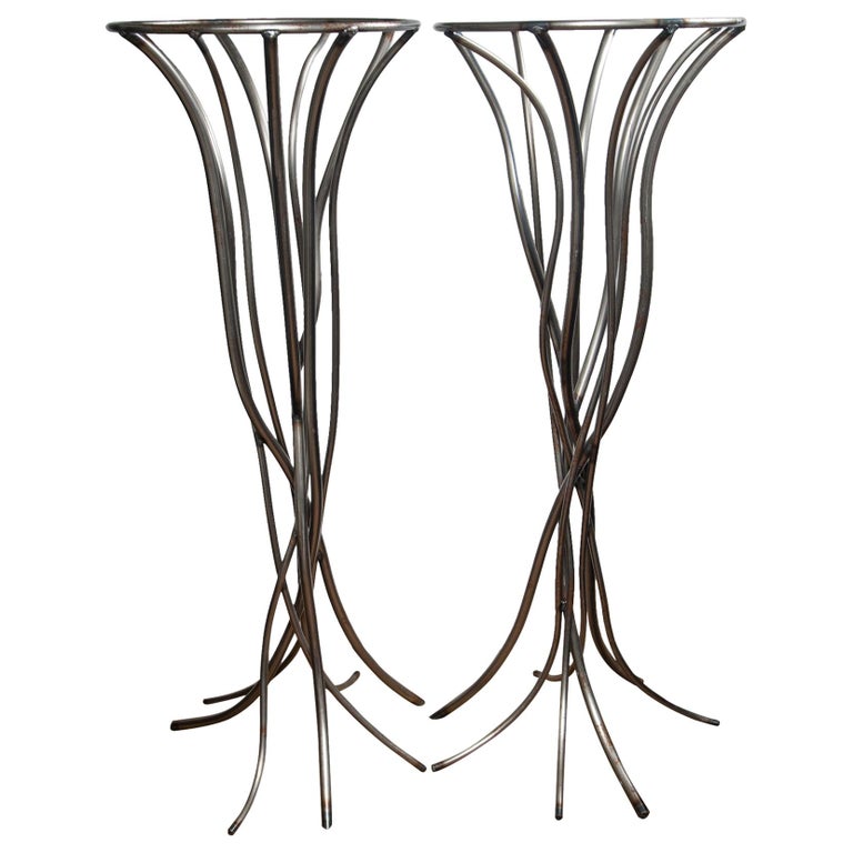 Pair of Hand Crafted Steel Stands For Sale at 1stDibs