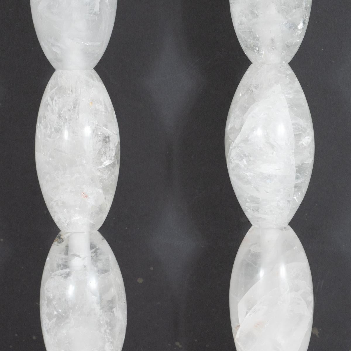 Pair of Hand-Cut and Polished Stacked Rock Crystal Table Lamps by Spark Interior In New Condition For Sale In Tarrytown, NY