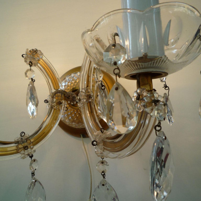 Pair of Handcut Bohemian Crystal Wall Lamps For Sale at 1stDibs
