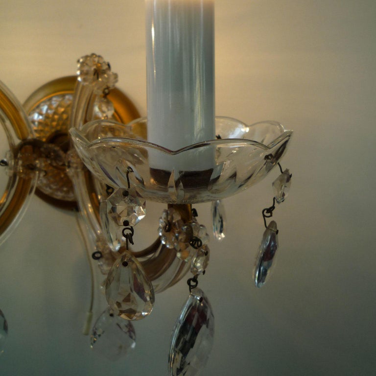 Pair of Handcut Bohemian Crystal Wall Lamps For Sale at 1stDibs