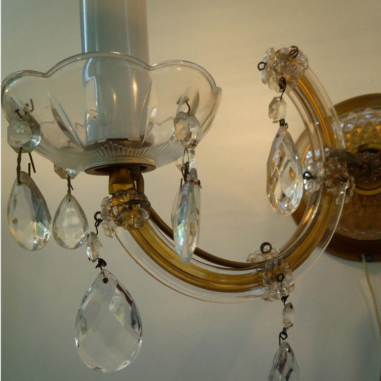 Pair of Handcut Bohemian Crystal Wall Lamps For Sale at 1stDibs