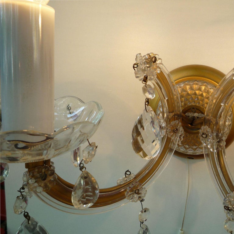 Pair of Handcut Bohemian Crystal Wall Lamps For Sale at 1stDibs