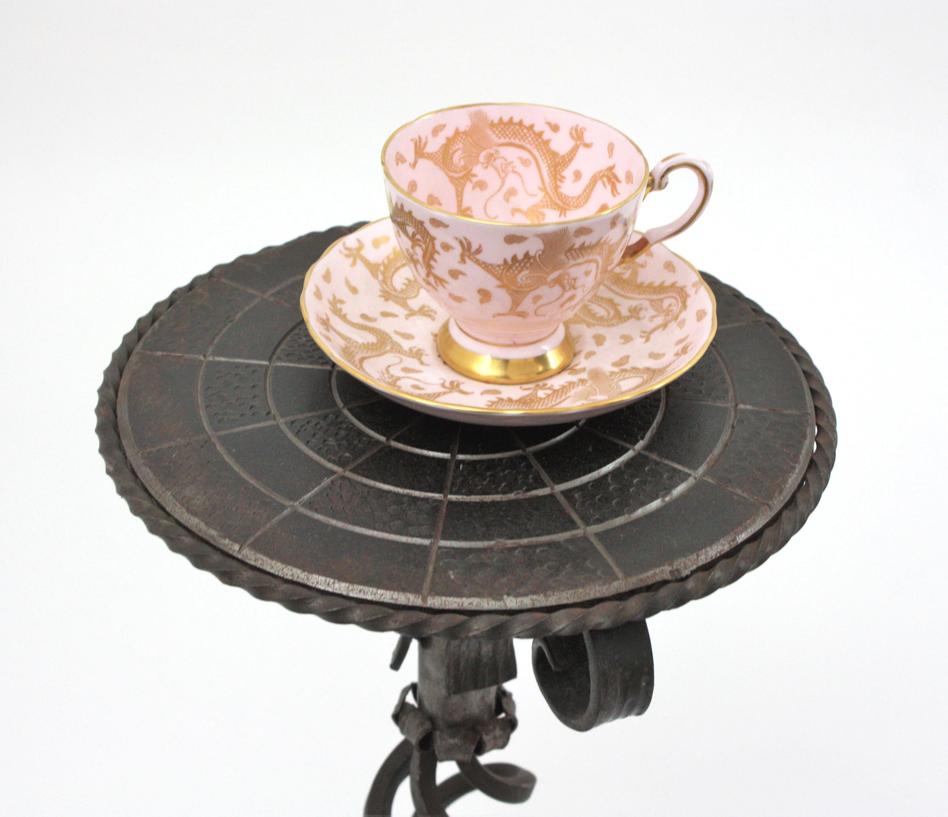 Pair of Hand Forged Brutalist Side or Drink Tables For Sale 5