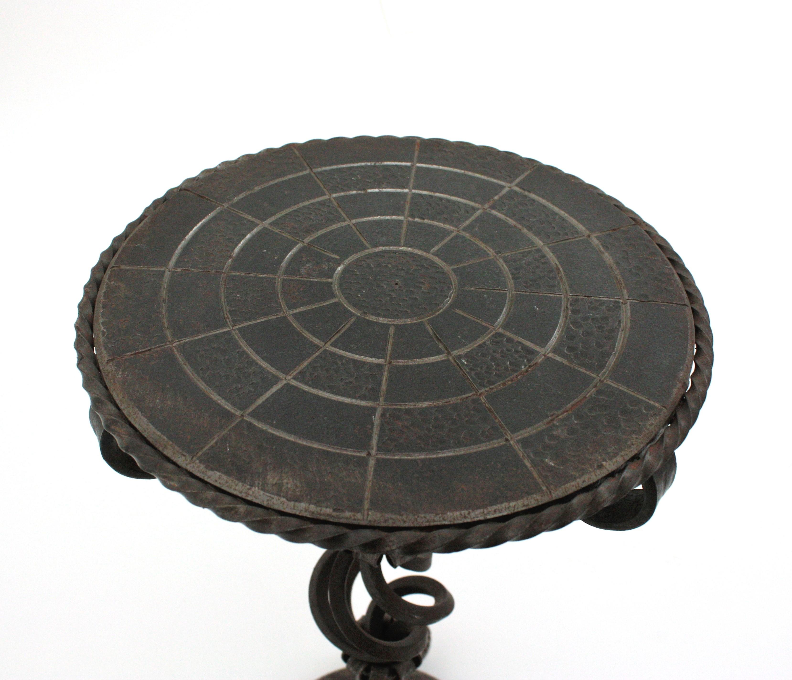 Pair of Hand Forged Brutalist Side or Drink Tables For Sale 7