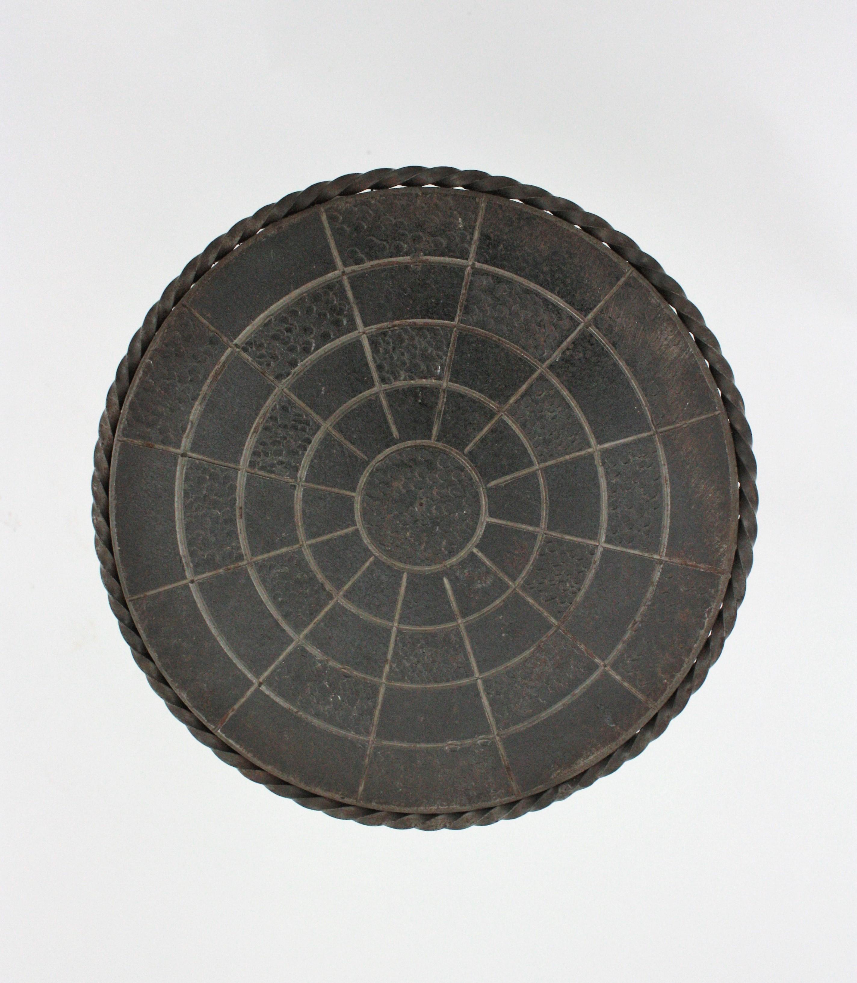 Pair of Hand Forged Brutalist Side or Drink Tables For Sale 8