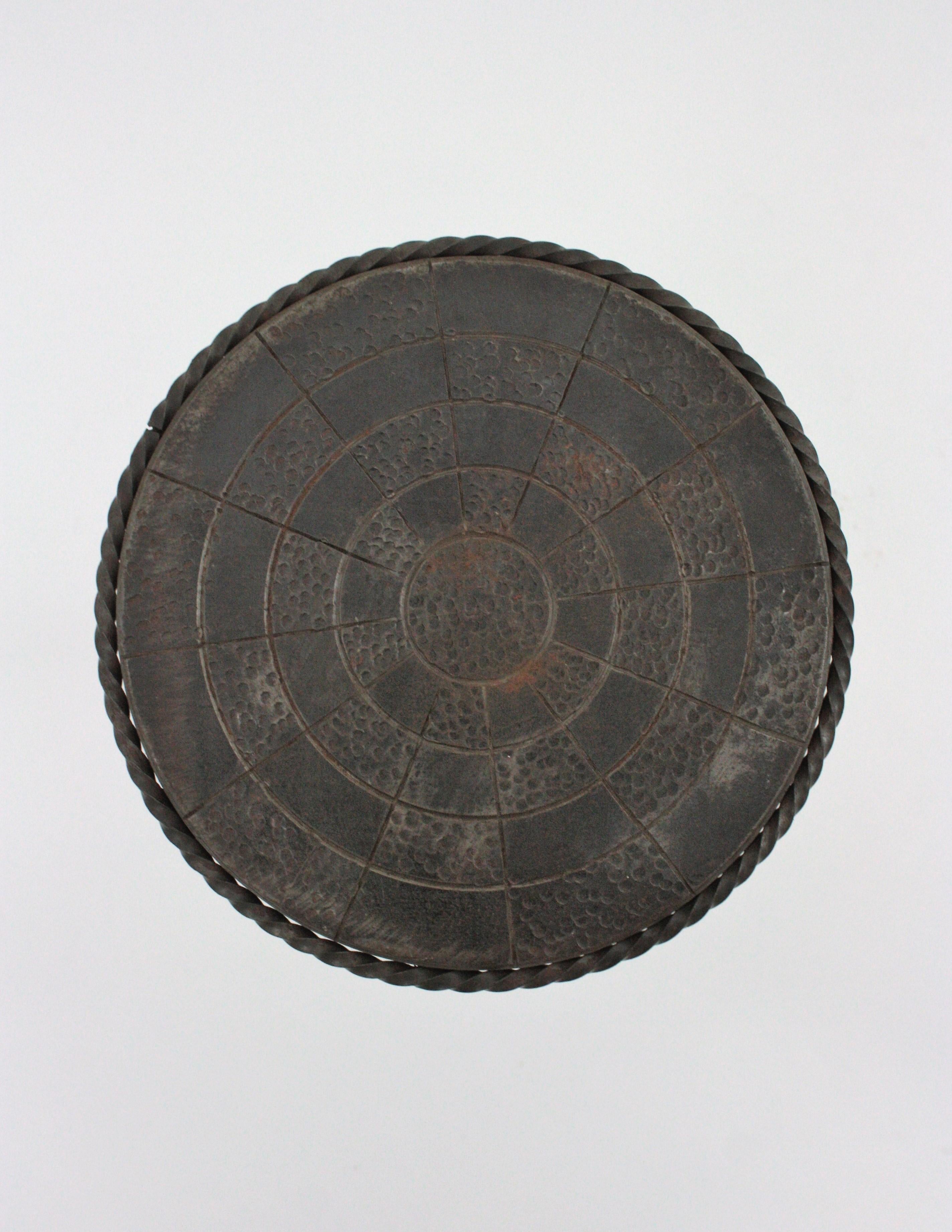 Pair of Hand Forged Brutalist Side or Drink Tables For Sale 9