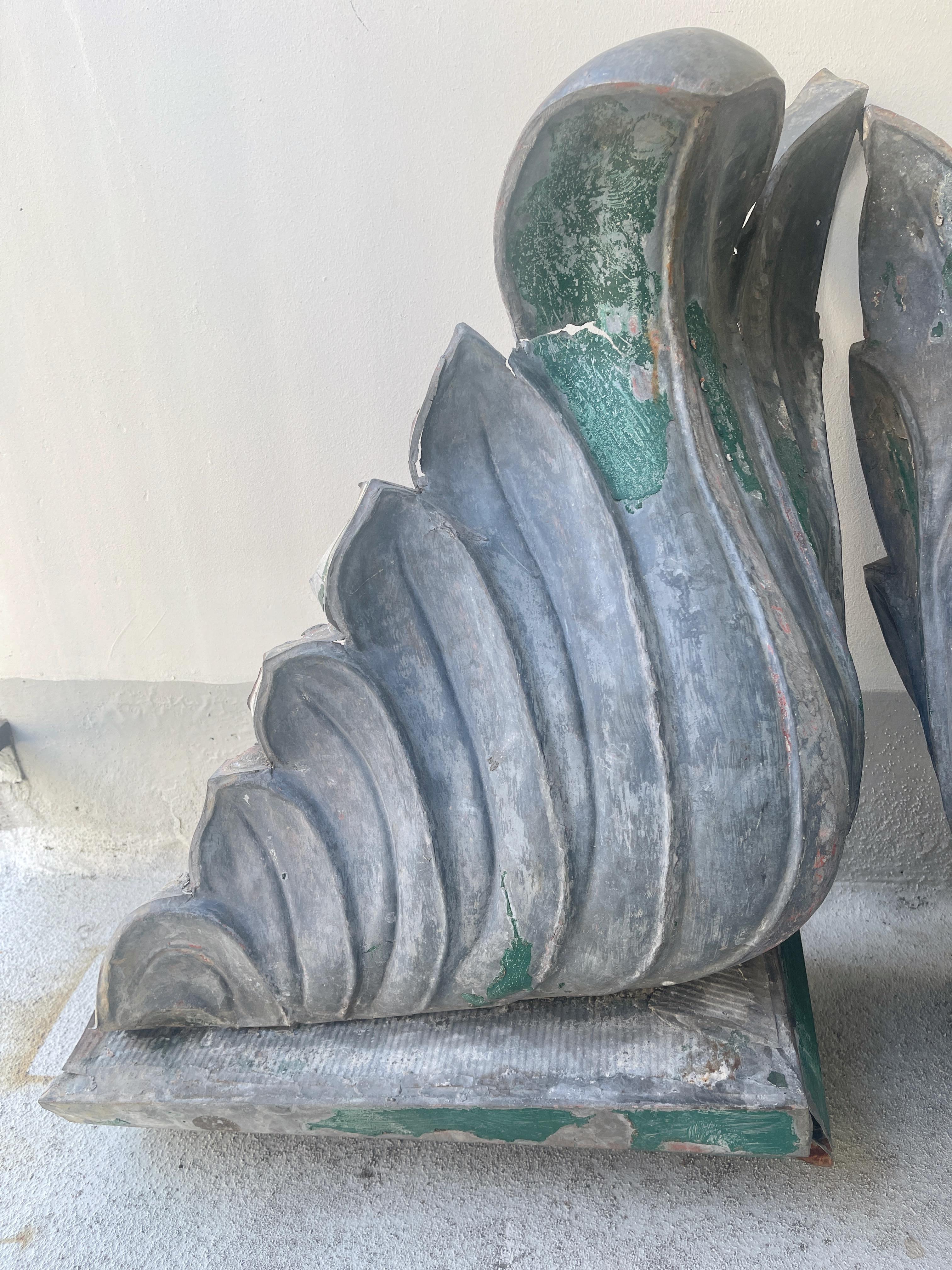 Pair of Hand Formed Sheet Metal Architectural Finials For Sale 4