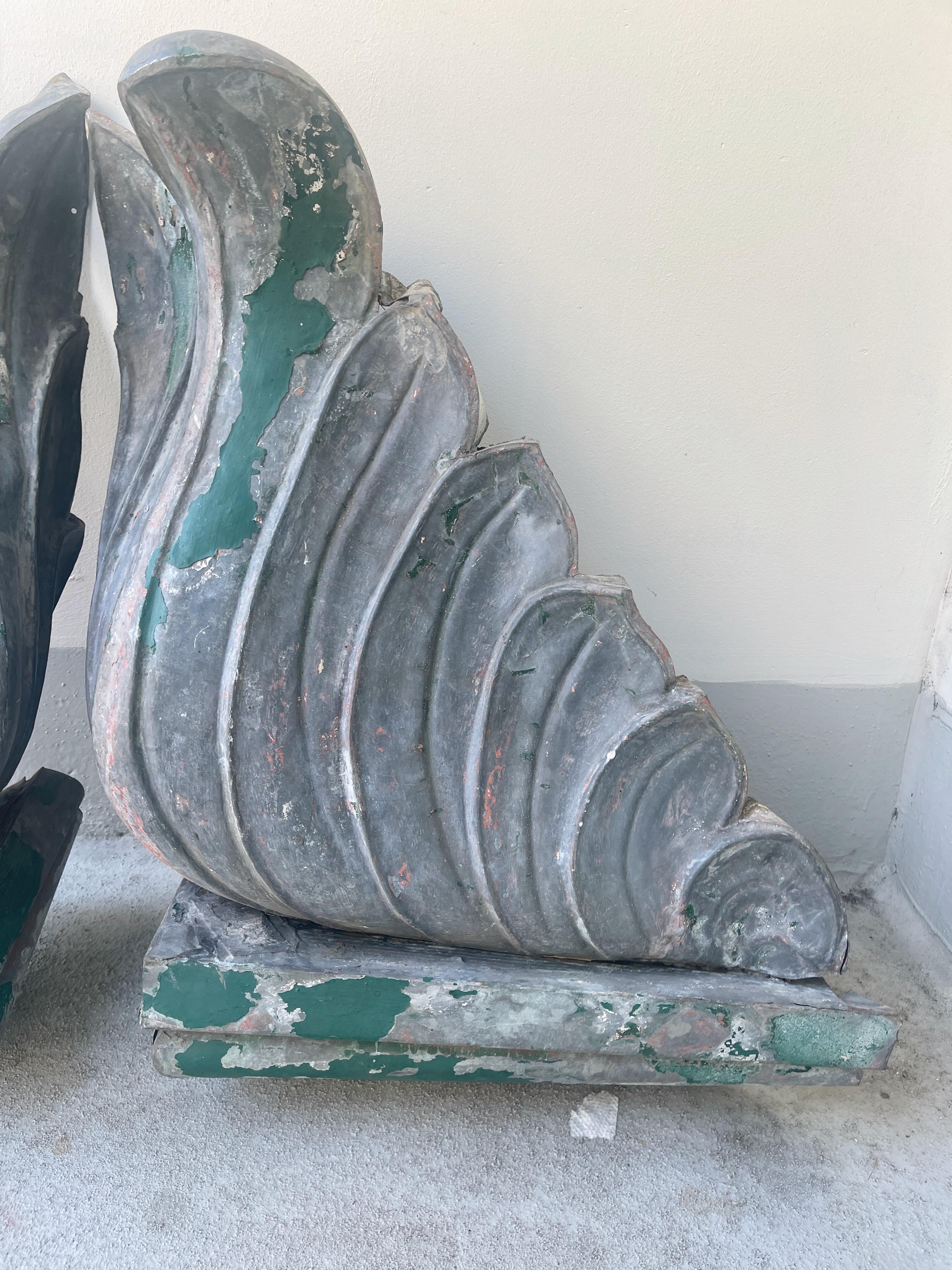 Pair of Hand Formed Sheet Metal Architectural Finials For Sale 5