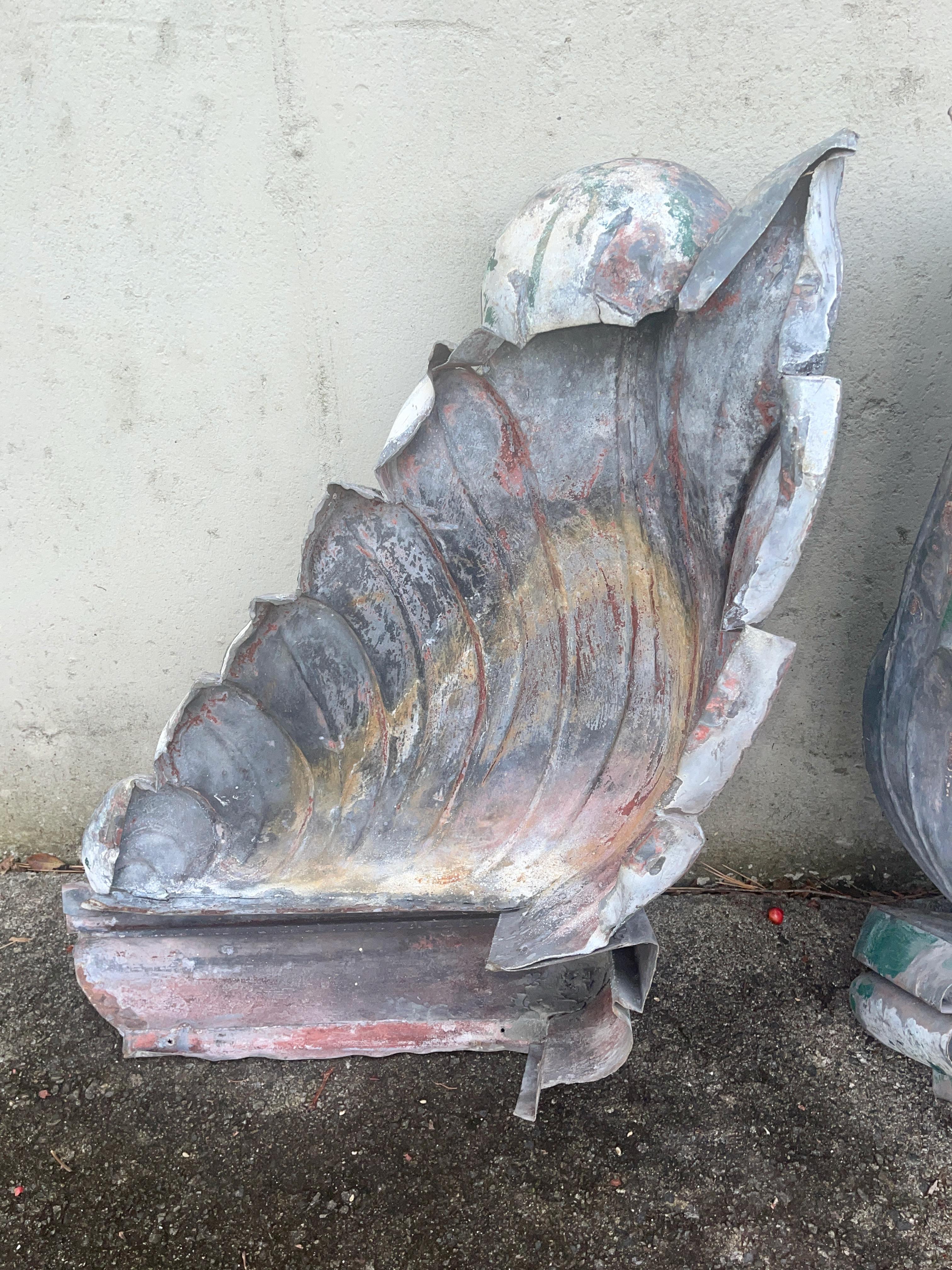 Pair of Hand Formed Sheet Metal Architectural Finials For Sale 6